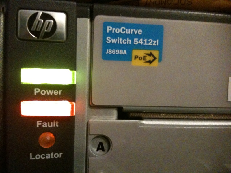 hp procurve clear fault light